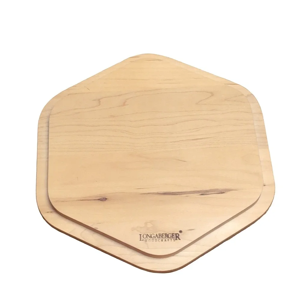 Longaberger Woodcrafts Hexagon Wooden Boards Lid 7 in Retired 2002